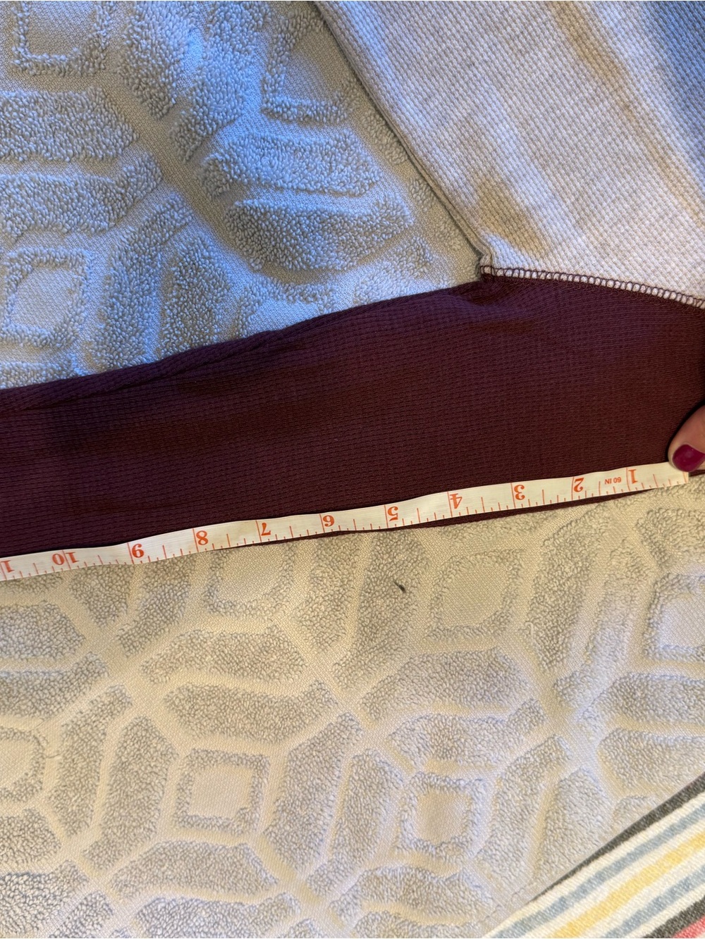 Kids Long-Sleeve Thermal Top in Cream and Burgundy - Picture 5 of 5
